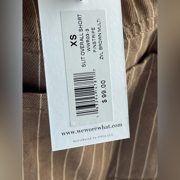 NWT WEWOREWHAT 100% Cotton Brown Striped Sleeveless Romper Short Overalls - Picture 4 of 5